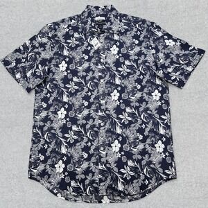 NEW Jos A Bank Shirt Men's M Blue Floral Linen Blend Button Up Short Sleeve